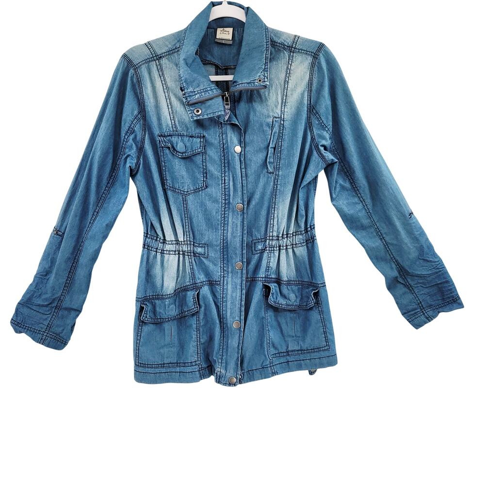 Ashley Denim by 26International Faded Denim Chambray Utility Jacket Women's L